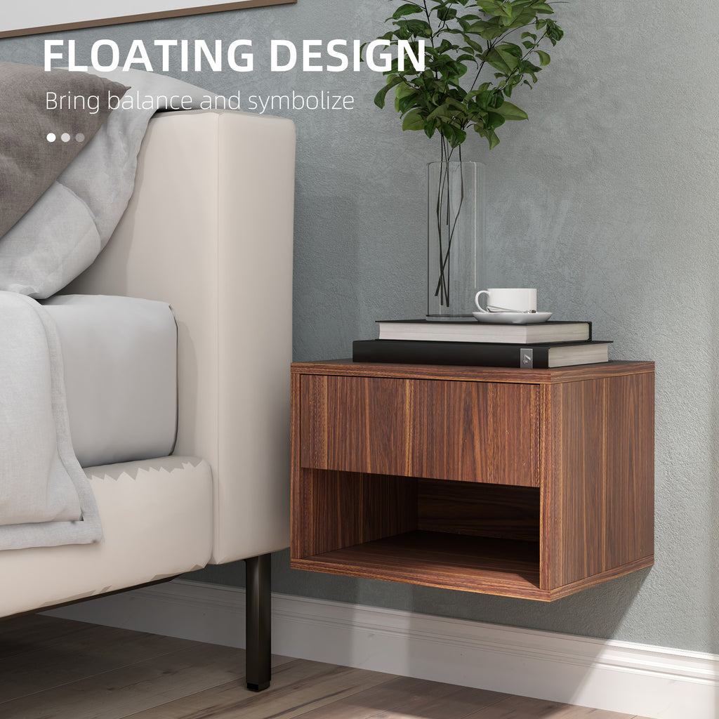 Floating Nightstand Set of 2, Wall Mounted Bedside Table with Drawer for Bedroom, White