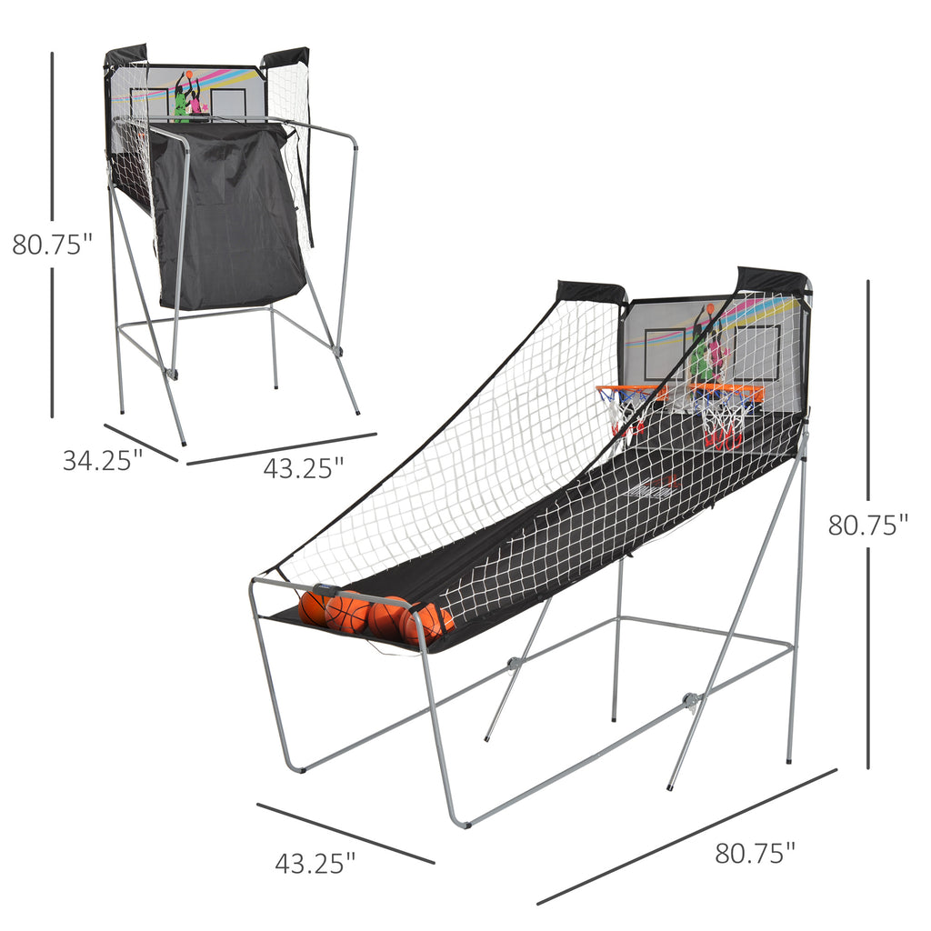 Double Shots Arcade Basketball System Foldable Two Player Basketball