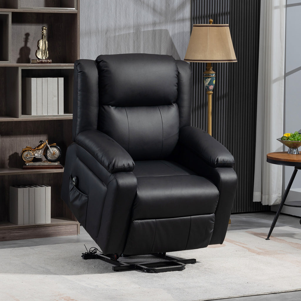 Lift Chair for Seniors, PU Leather Upholstered Electric Recliner Chair with Remote, Side Pockets, Quick Assembly, Grey