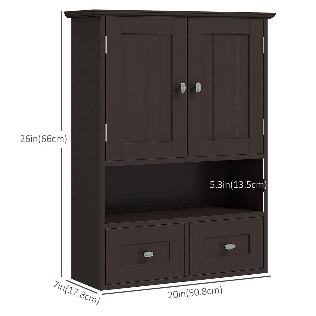 Medicine Cabinet, Bathroom Wall Cabinet with Shelf and Drawers for Hallway, Living Room, Brown