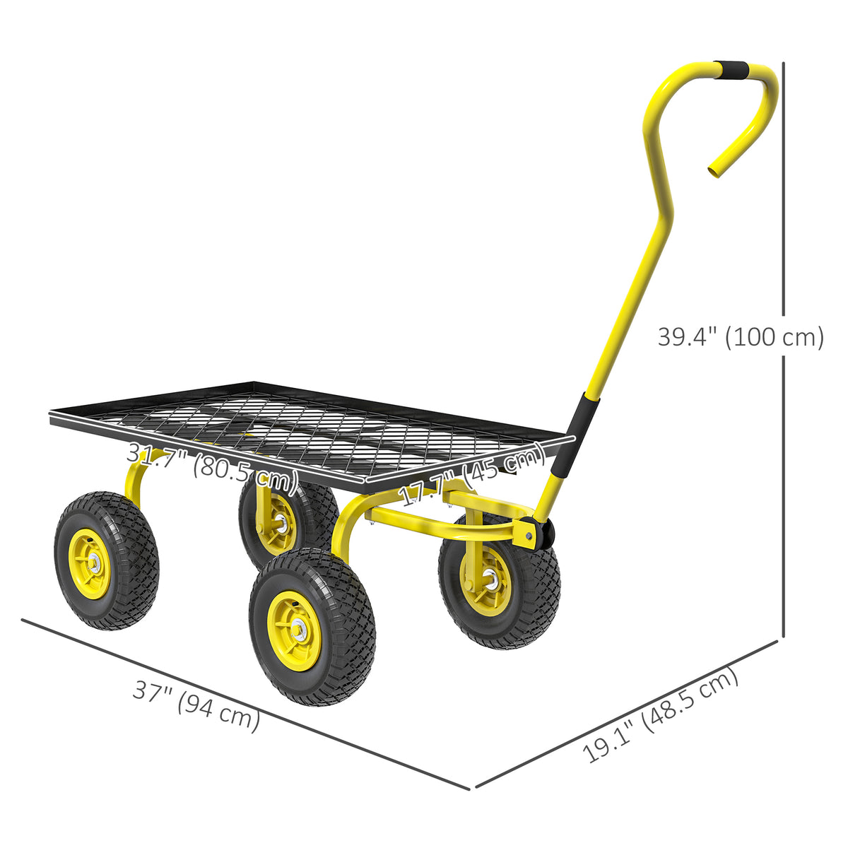 Heavy Duty Garden Wagon Cart with 10" Wheels, 330 lbs Capacity, for Garden, Beach, Lawn, Black