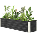 سرير حديقة مرتفع مجلفن 6' × 1.5' × 1.3'، صندوق زراعة معدني كبير مرتفع مع قفازات تثبيت للفناء الخلفي والباحات لزراعة الخضروات والأعشاب والزهور، رمادي داكن