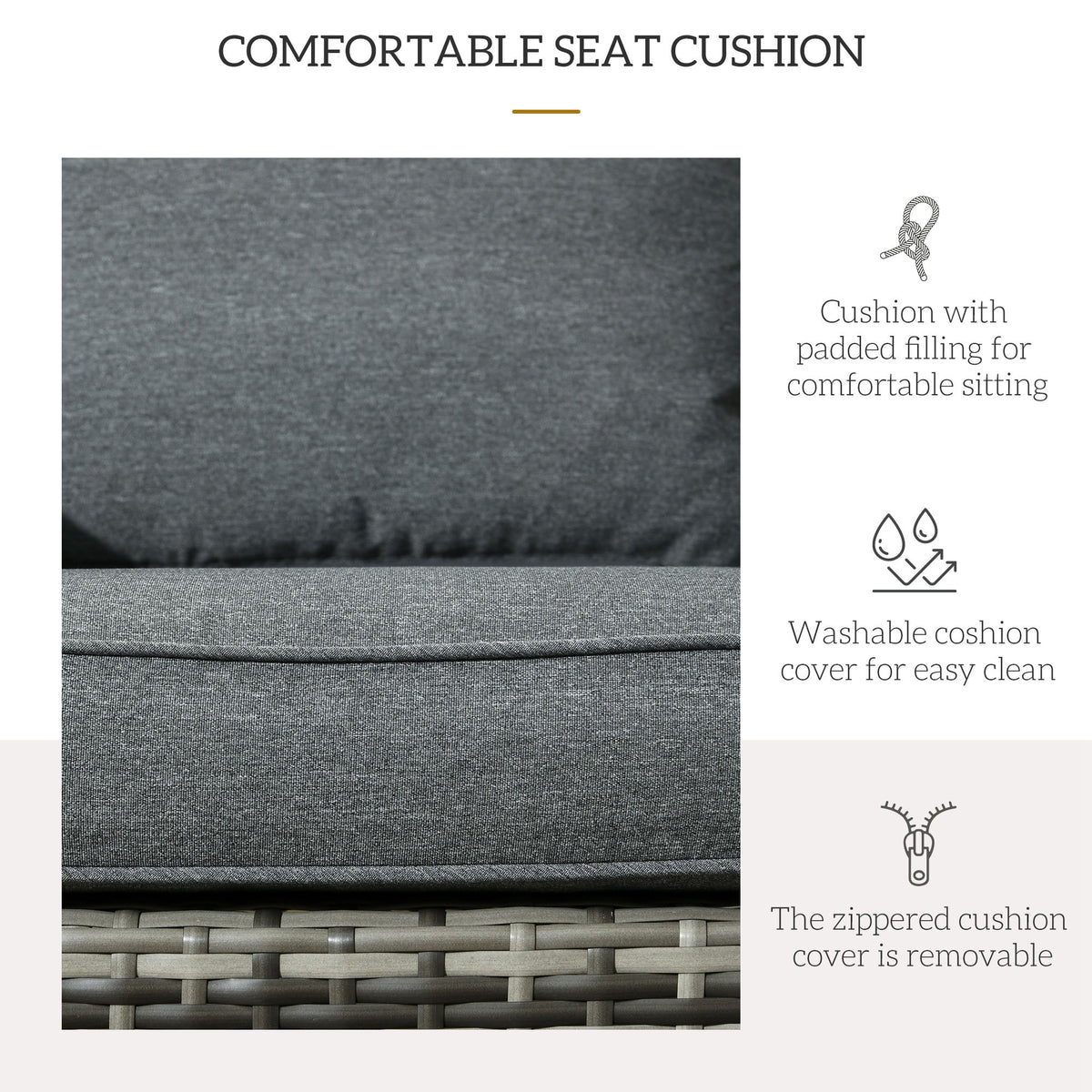 Patio Wicker Adirondack Chair, Outdoor PE Rattan Fire Pit Chair, Muskoka Chair w/ Soft Cushions, Tall Curved Backrest and Comfortable Armrests for Deck Garden, Blue