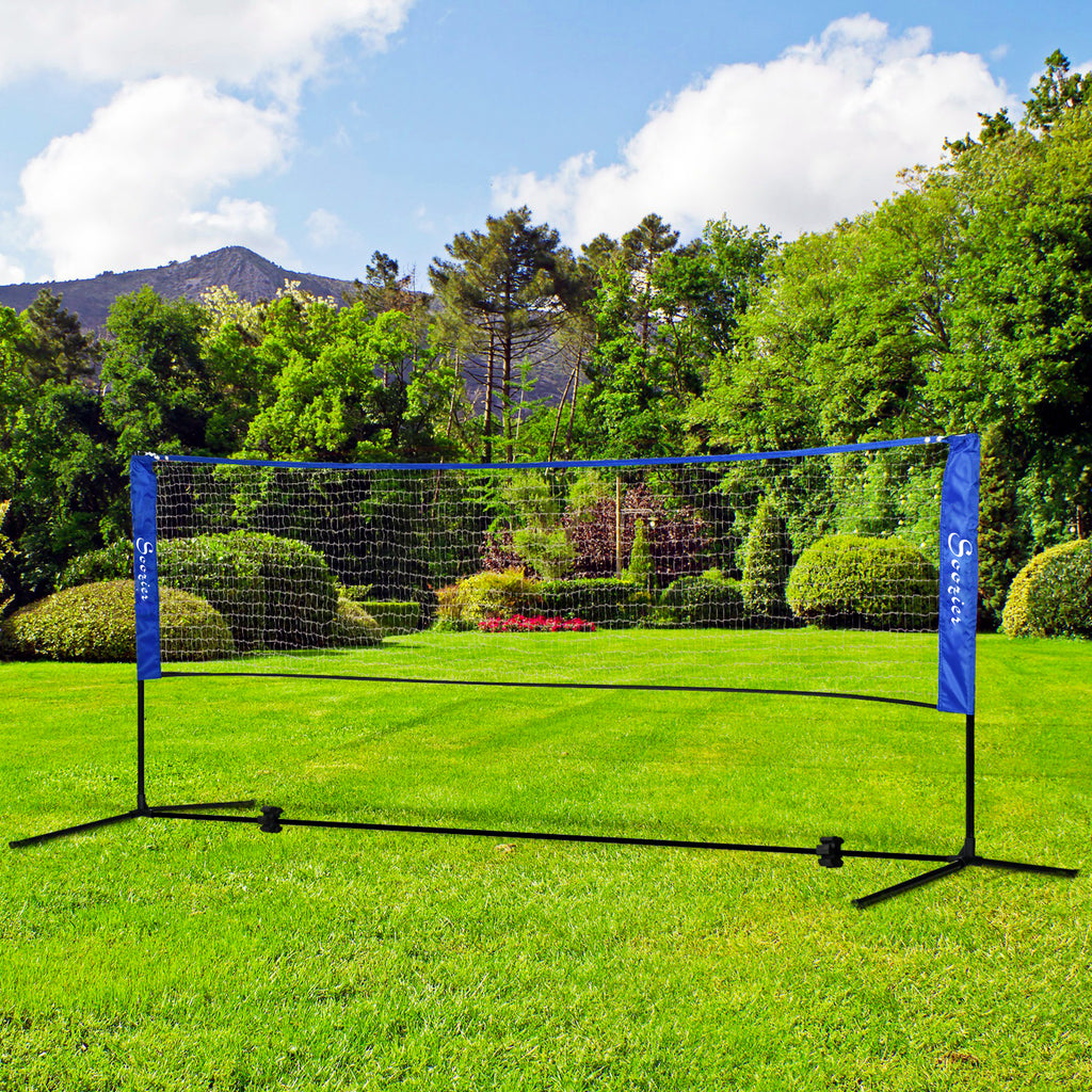 Soozier 10ft Badminton Net, Height Adjustable Outdoor Sports Net with Carry Bag, for Tennis, Pickleball and Volleyball, Yellow