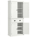 72" Kitchen Pantry, Freestanding Storage Cabinet with Drawer, Doors, Cream White