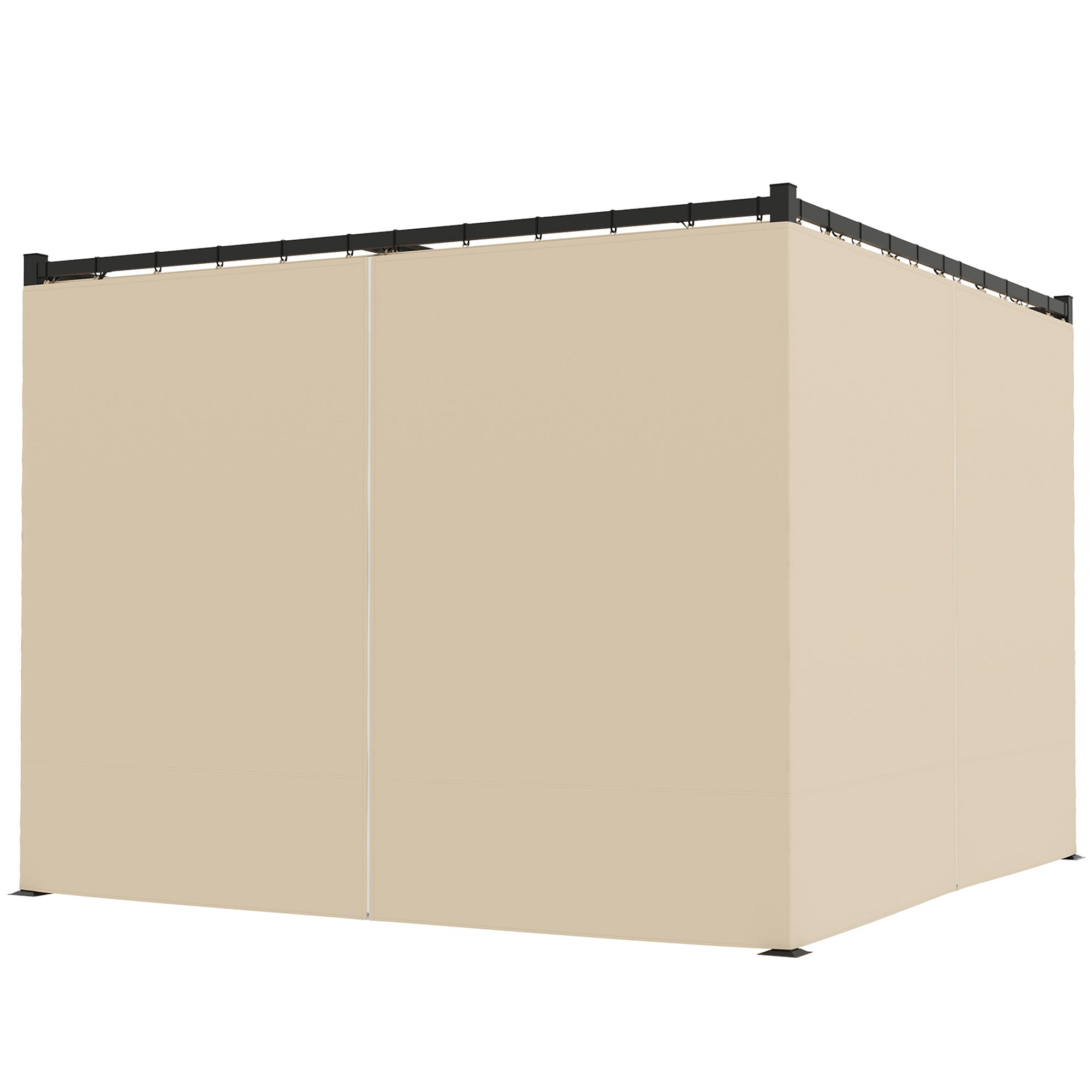 10' x 10' ክሳብ ዝምለስ ዝኽእል ፐርጎላ ሽፋን ምስ ጎንጎን መከላኸሊ፣ ብረታዊ ደጋዊ ጋዜቦ ጽላል መከላኸሊ፣ ቢጅ ቀለም
