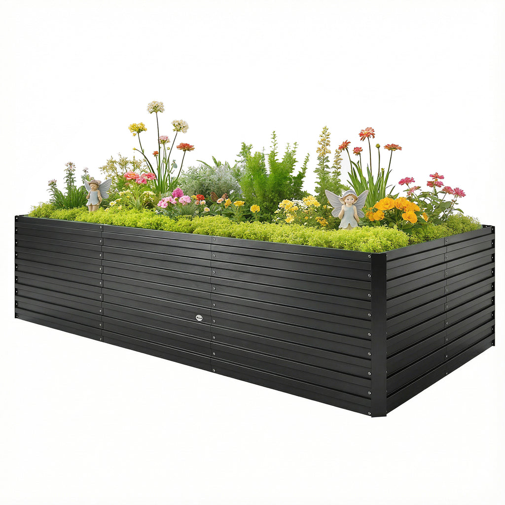 8' x 4' x 2' Raised Garden Bed, Galvanized Planter Box for Growing Flowers, Herbs and Vegetables, Green