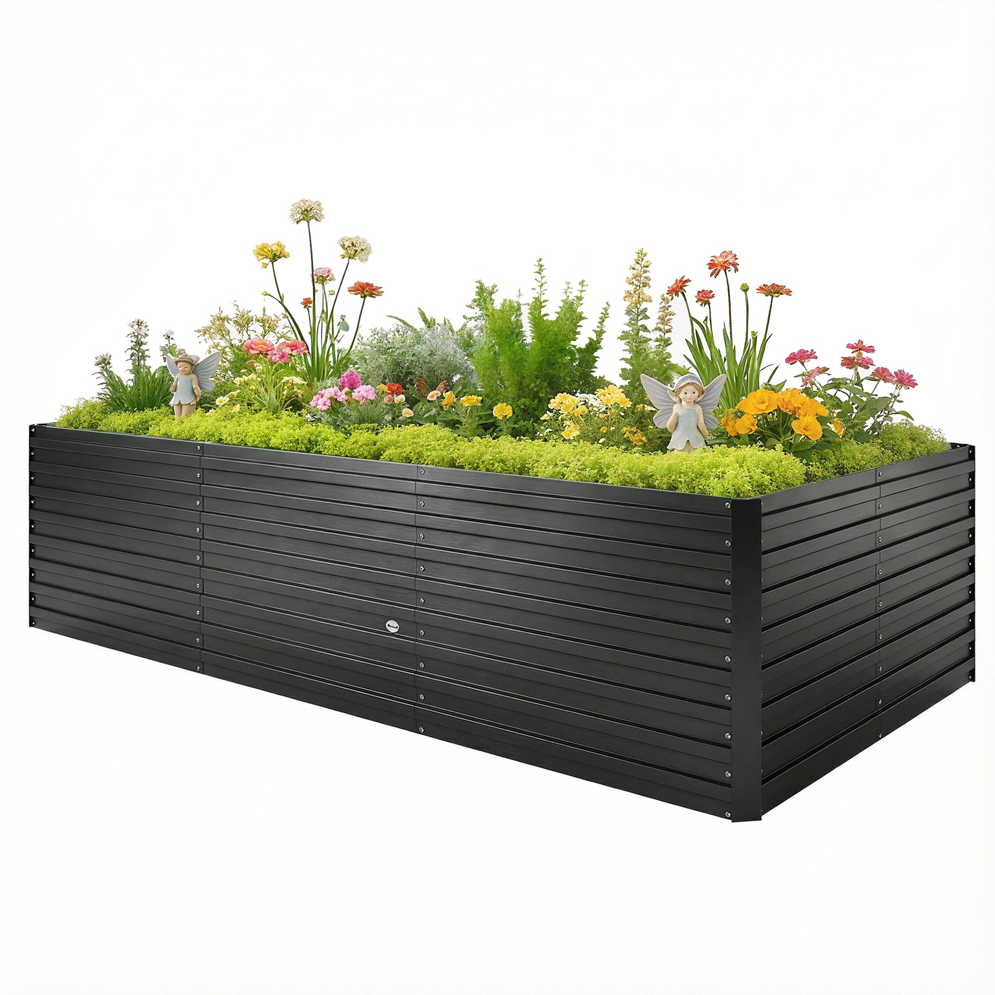 8' x 4' x 2' Raised Garden Bed, Galvanized Planter Box for Growing Flowers, Herbs and Vegetables, Green