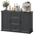 Sideboard with 3 Drawers and 2 Doors, 47" Buffet Cabinet with Adjustable Shelves for Kitchen, Black Wood Grain