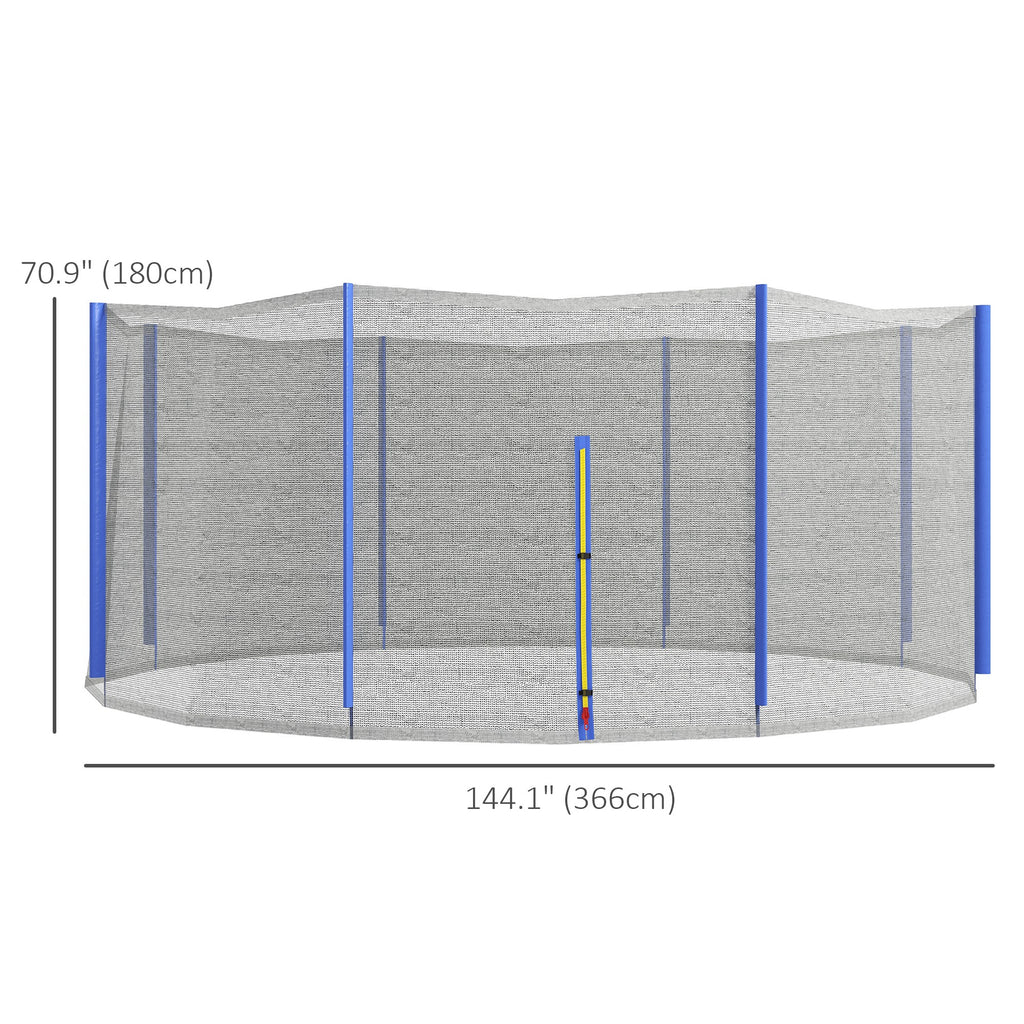 Soozier Trampoline Net Enclosure, Trampoline Netting Replacement with Zippered Entrance for 12ft Round Trampoline