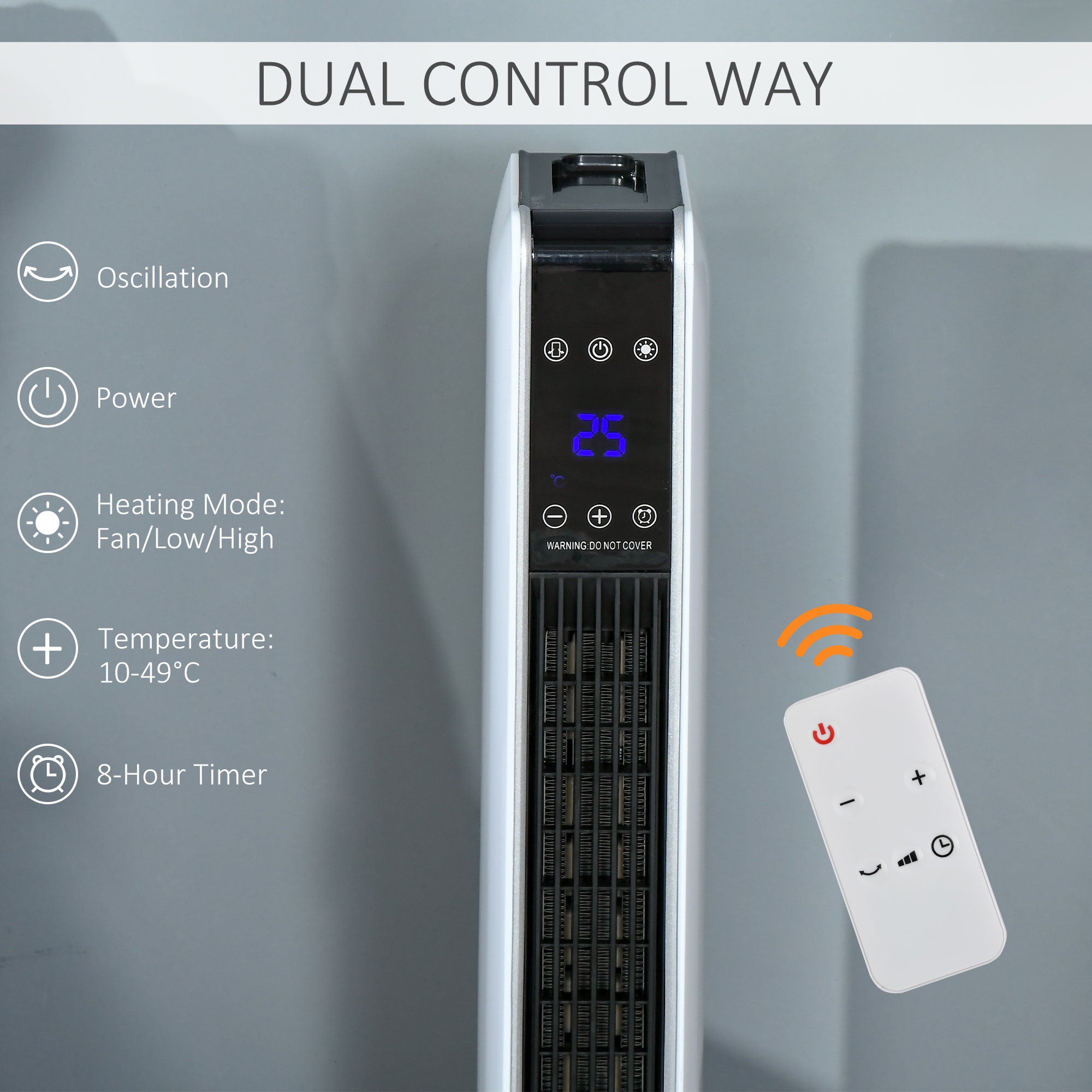 Ceramic Tower Heater, Oscillating Space Heater with Remote Control, Timer, Tip-Over & Overheat Protect, 750W/1500W
