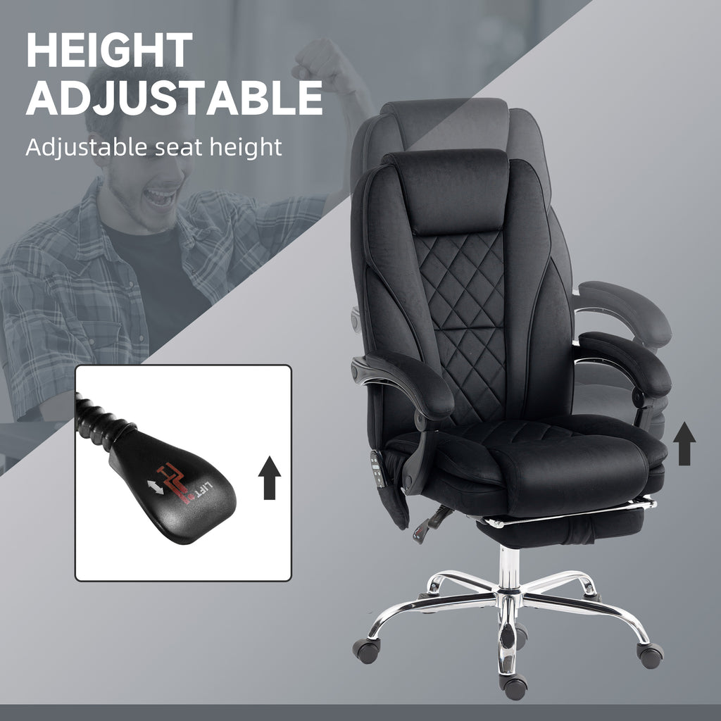 Massage Office Chair, Reclining Computer Chair with Adjustable Height and Footrest, Brown