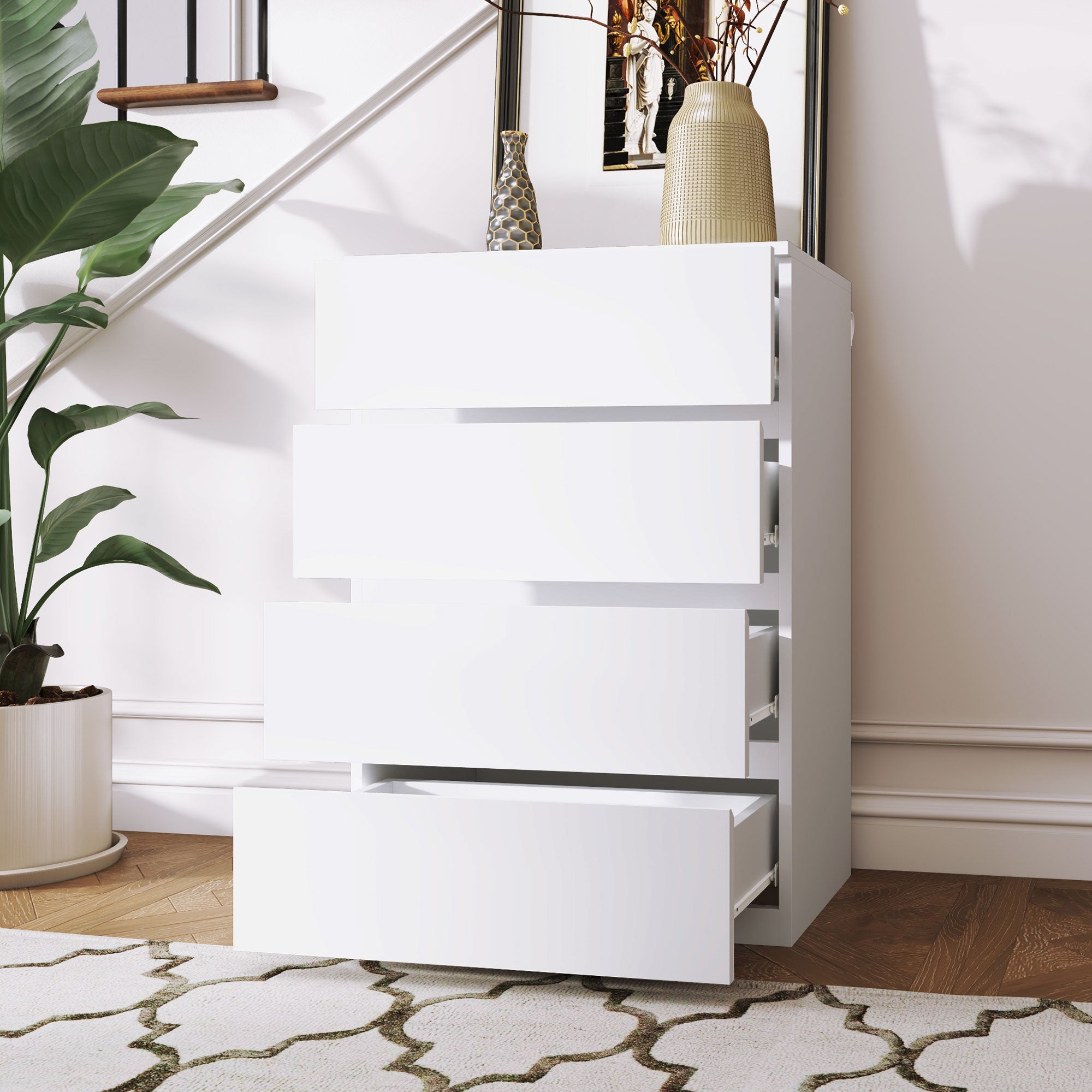 4 Drawer Chest Storage Cupboard Freestanding Drawer Unit, Black