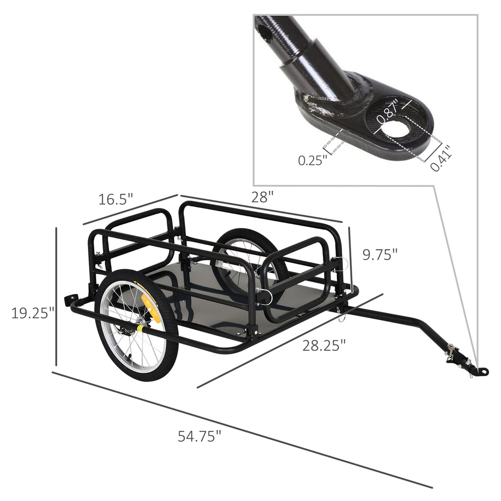 Aosom Folding Bicycle Cargo Trailer Utility Bike Cart Travel Luggage Carrier Garden Patio Tool New, Black