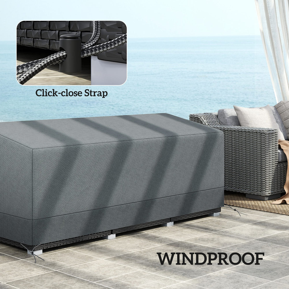 Patio Furniture Covers Waterproof for 3 Seater Sofa, 600D Heavy Duty Oxford Outdoor Patio Cover, 75" x 28.3" x 29.9", Grey
