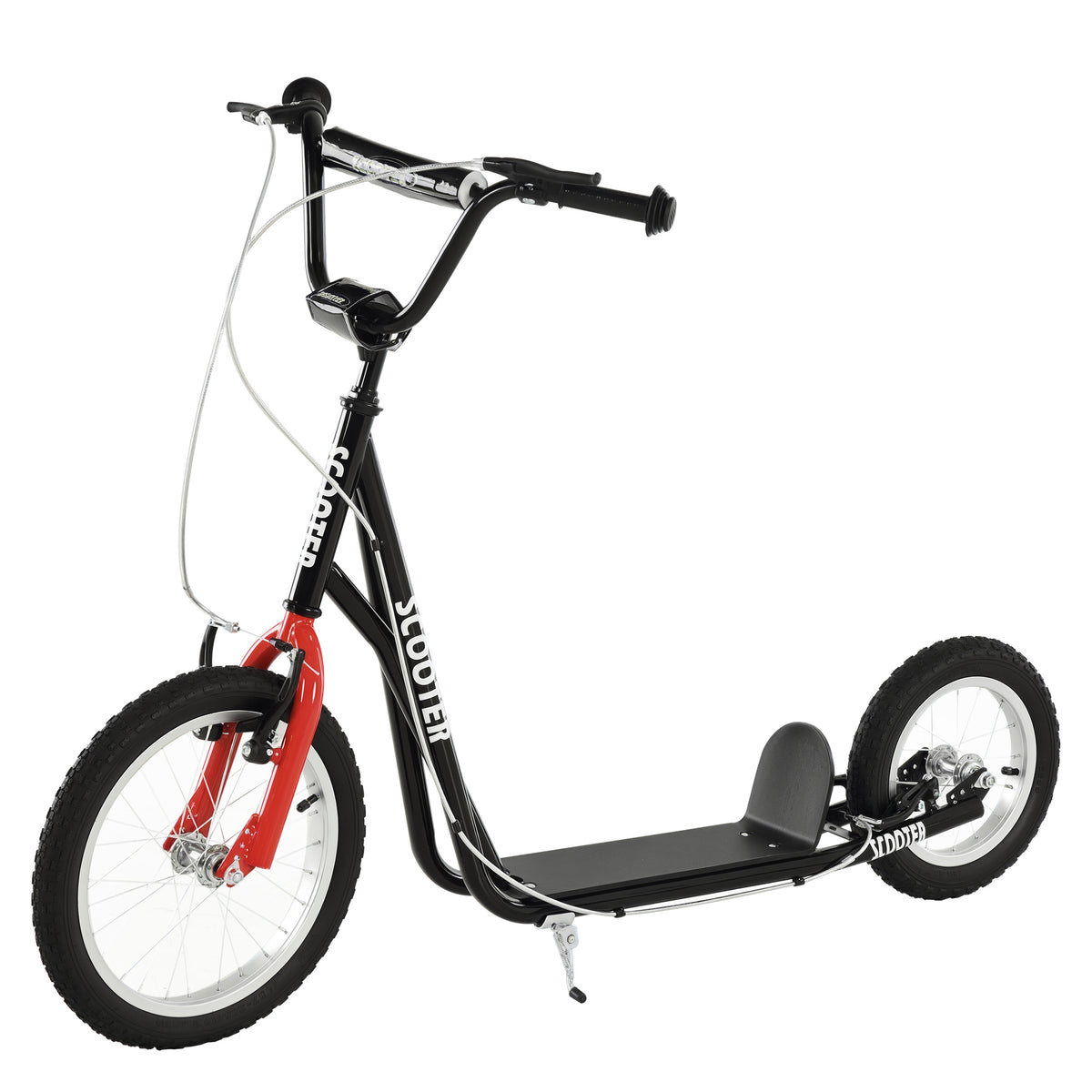 Aosom Youth Kick Scooter with Adjustable Handlebar and 16'' Inflatable Rubber Wheel for Kids and Teens 5+ Year Old, Blue