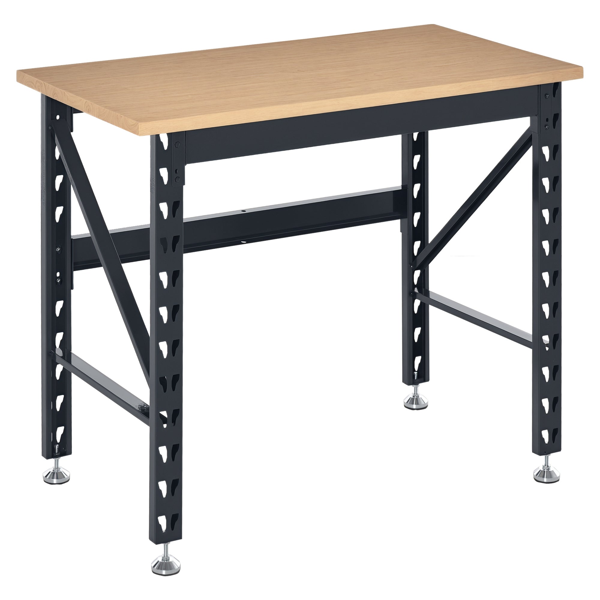 45" Workbench, Solid Wood Tabletop Workstation, Work Table with Four Adjustable Foot Pads, Weight Capacity 1100 Lbs