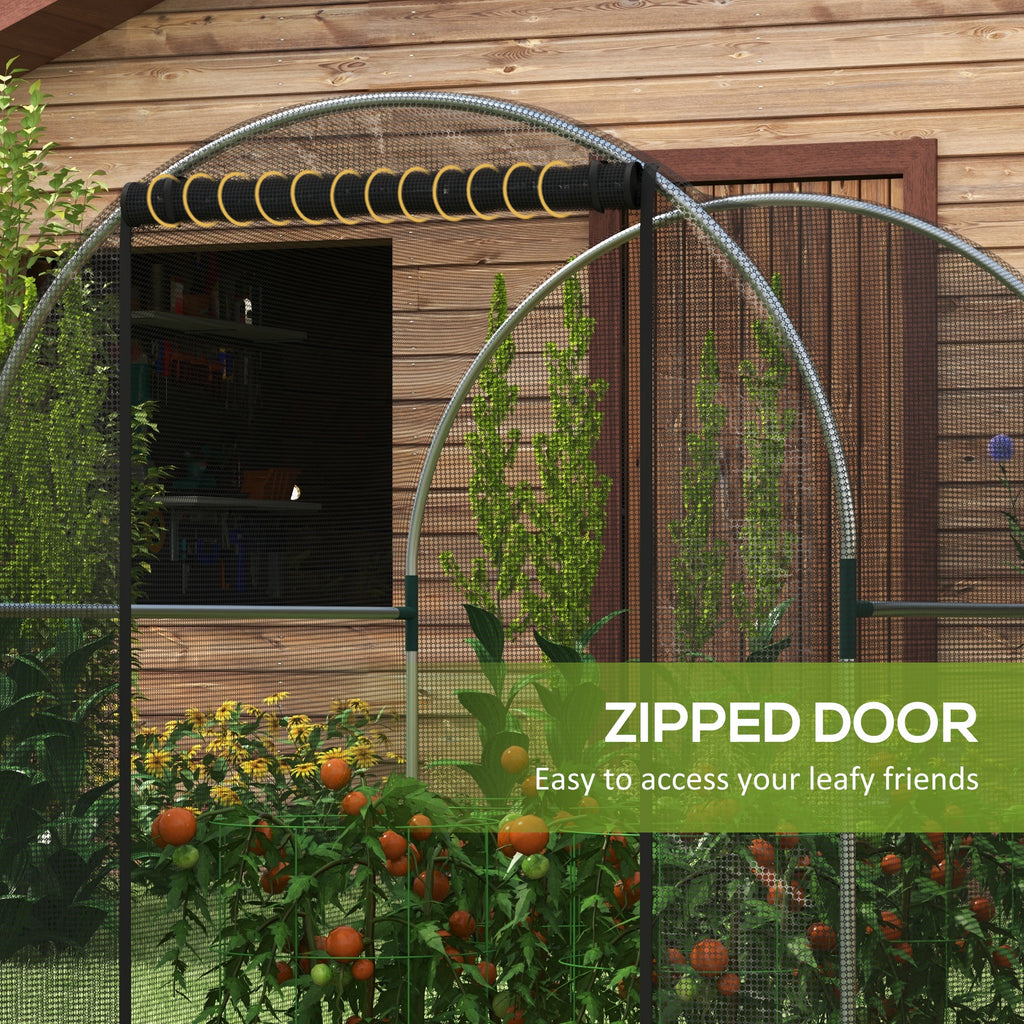 9.8' x 3.9' Crop Cage with Zipper Roll-Up Door, Mesh Plant Protection Tent from Animals with Galvanised Steel Frame