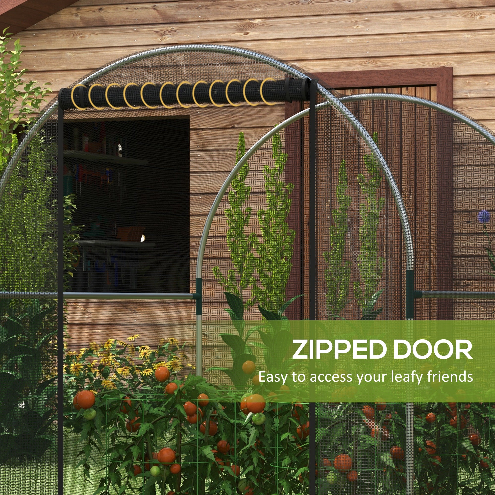 9.8' x 3.9' Crop Cage with Zipper Roll-Up Door, Mesh Plant Protection Tent from Animals with Galvanised Steel Frame