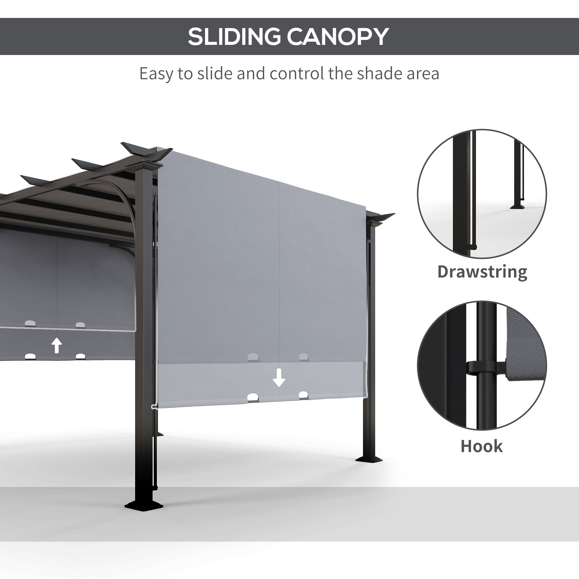 10' x 10' Outdoor Pergola Patio Gazebo Canopy Sun Shelter, Steel Frame, White