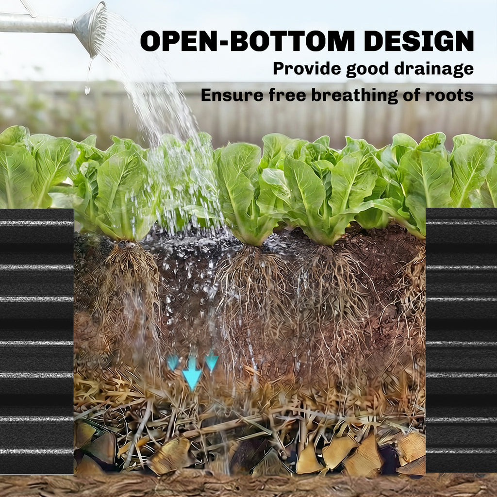 8 x 1.3 x 1.5ft Galvanized Raised Garden Bed, Reinforced Outdoor Planter Box with Open Bottom, Green