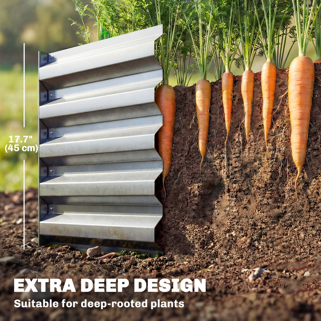 6 x 3 x 1ft Galvanized Raised Garden Bed, Reinforced Outdoor Planter Box with Open Bottom, Silver