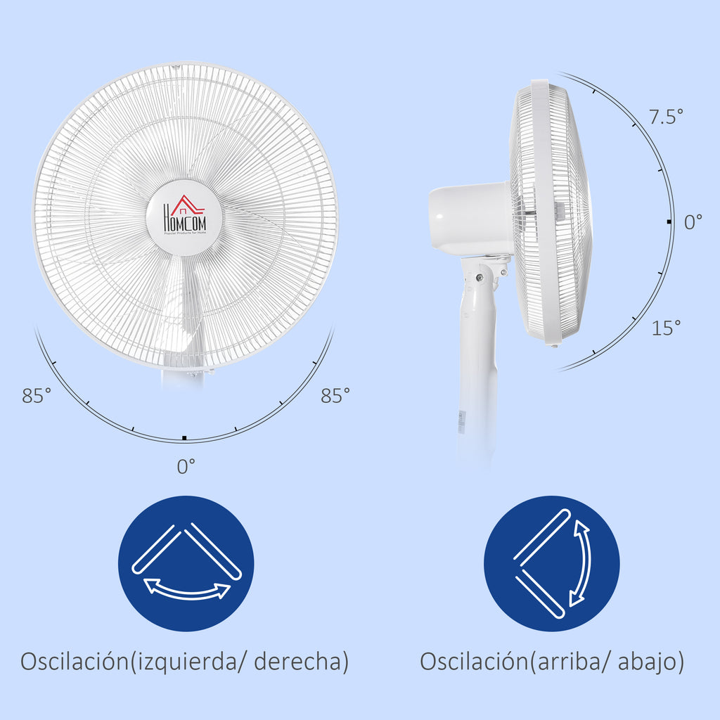Standing Floor Fan with Remote Control, Stand Up Cooling Fan, Tall Pedestal Electric Fan for Home Bedroom, White