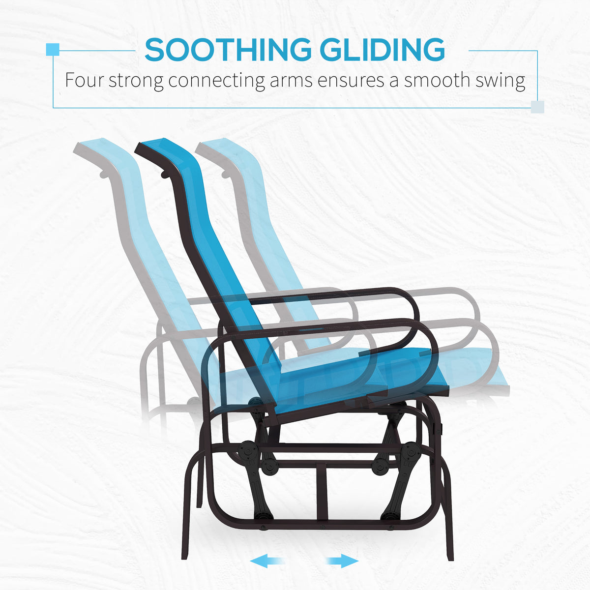 Patio Glider with Breathable Mesh Fabric, Outdoor Glider Chair, Garden Rocking Gliding Seat for Patio, Yard, Porch, Grey