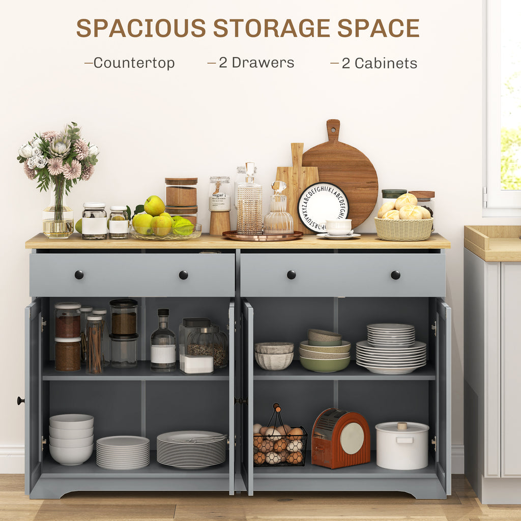 Modern Sideboard, Buffet Cabinet with Storage Drawers, Adjustable Shelves for Living Room, Dining Room, Entryway, White