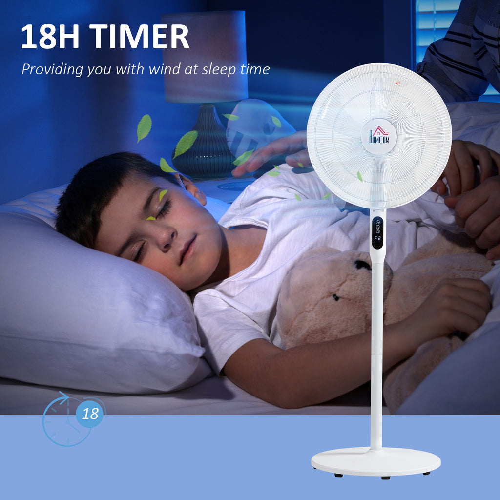 Floor Standing Fan with Remote Control, Oscillating, LED Screen, Stand Up Cooling Fan, Tall Pedestal Electric Fan for Home Bedroom, Black