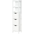 Narrow Bathroom Cabinet with 3 Drawers and 2 Tier Shelf, Tall Cupboard Freestanding Linen Tower, White
