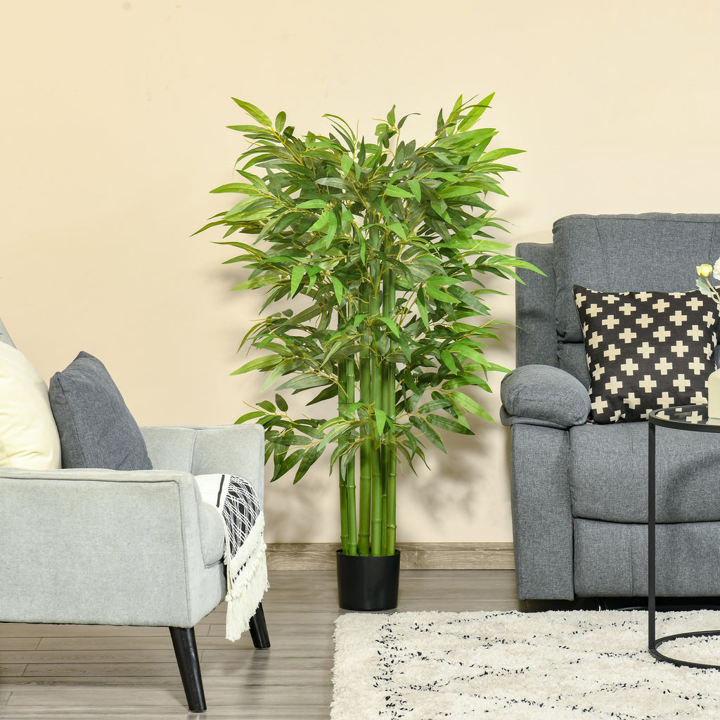 4FT Artificial Bamboo Tree Faux Decorative Plant in Nursery Pot for Indoor Décor