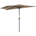 7.5ft Half Umbrella Semi Patio Parasol with Crank Handle, Top Vent for Garden, Balcony- NO BASE INCLUDED, Coffee