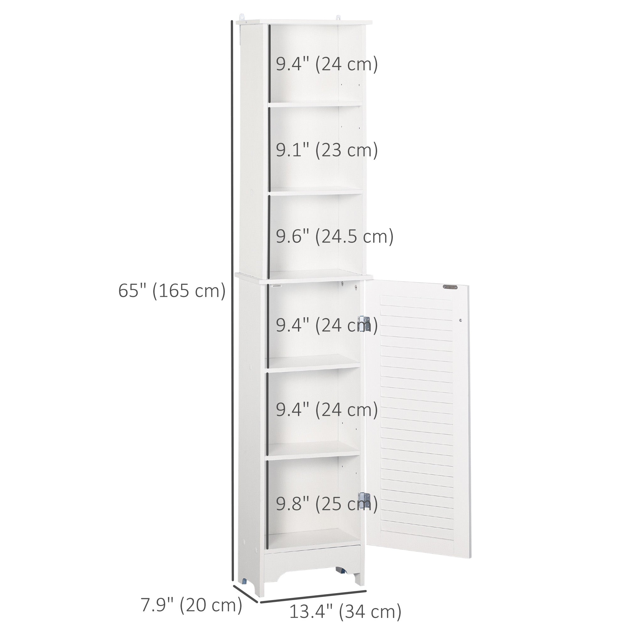 Tall Bathroom Storage Cabinet, Freestanding Linen Tower with 3-Tier Open Adjustable Shelf, White