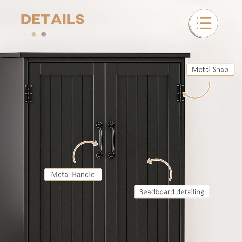 48" 4-Door Storage Cabinet Multi-Storey Large Space Pantry with Adjustable Shelves Black