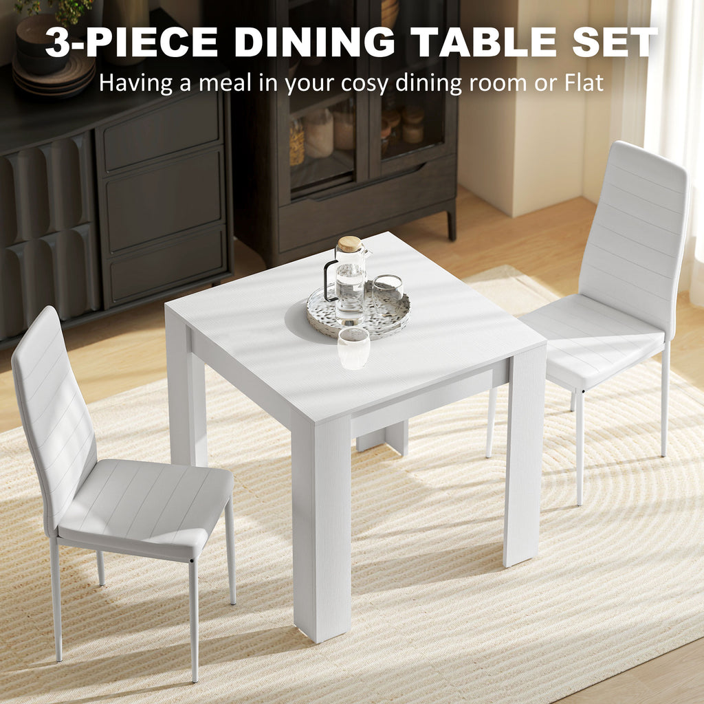 Dining Table Set for 2, Square Kitchen Table and Chairs, Dining Room Table and PU Leather Upholstered Chairs, Black