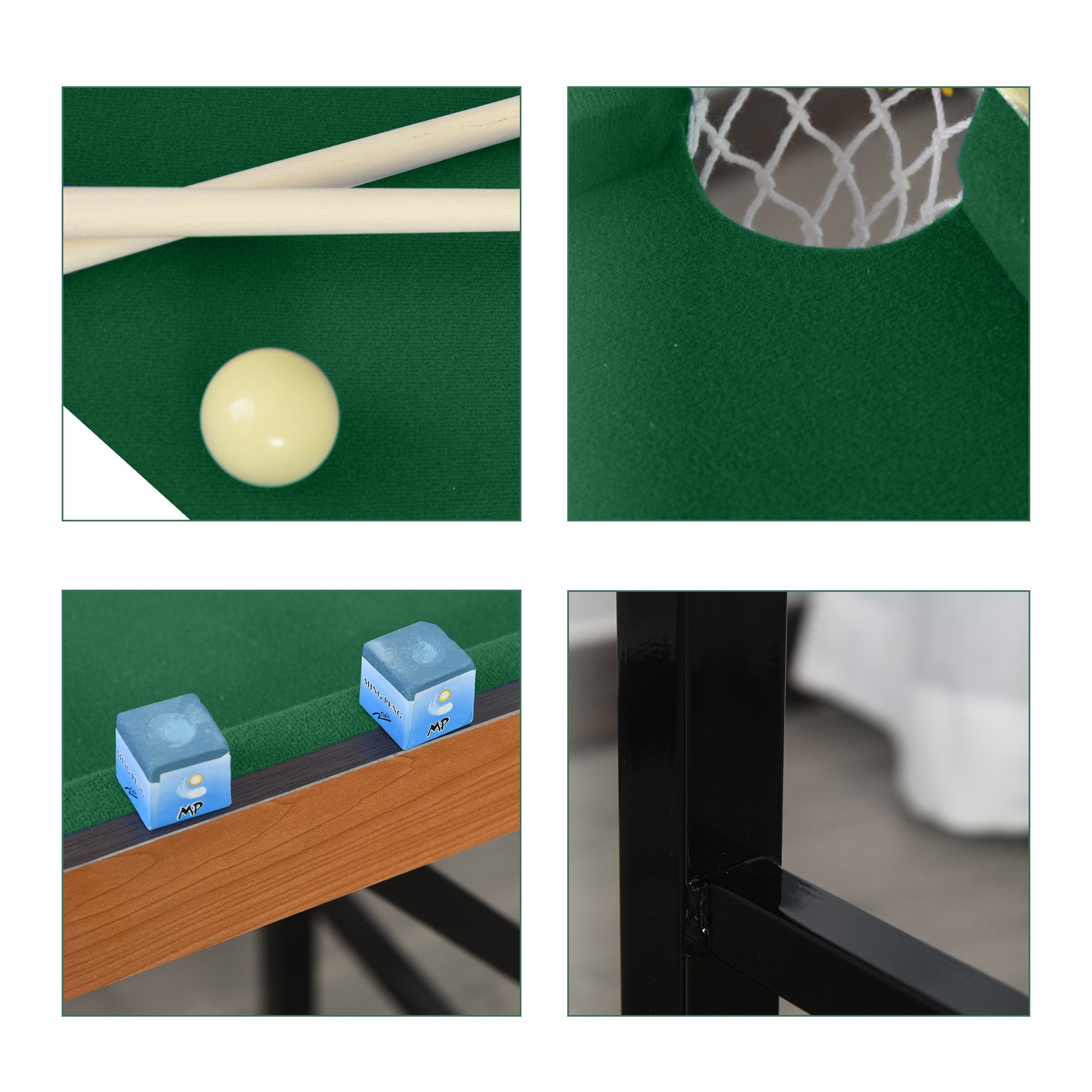 Soozier 55" Mini Pool Table Portable Billiard Table Includes Cues, Ball, Chalk, Rack, Green