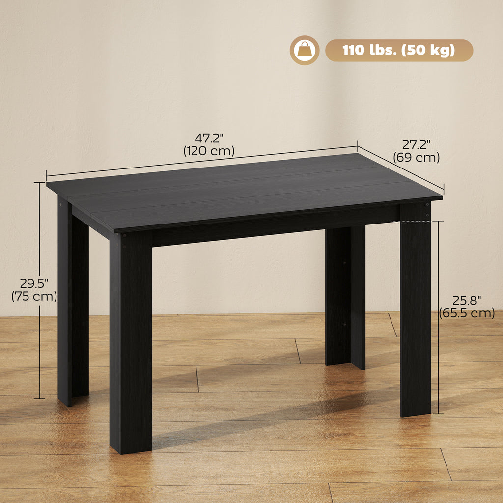 47" Kitchen Table for 4-6 People, Dining Table with Wood Effect for Dining Room, Oak