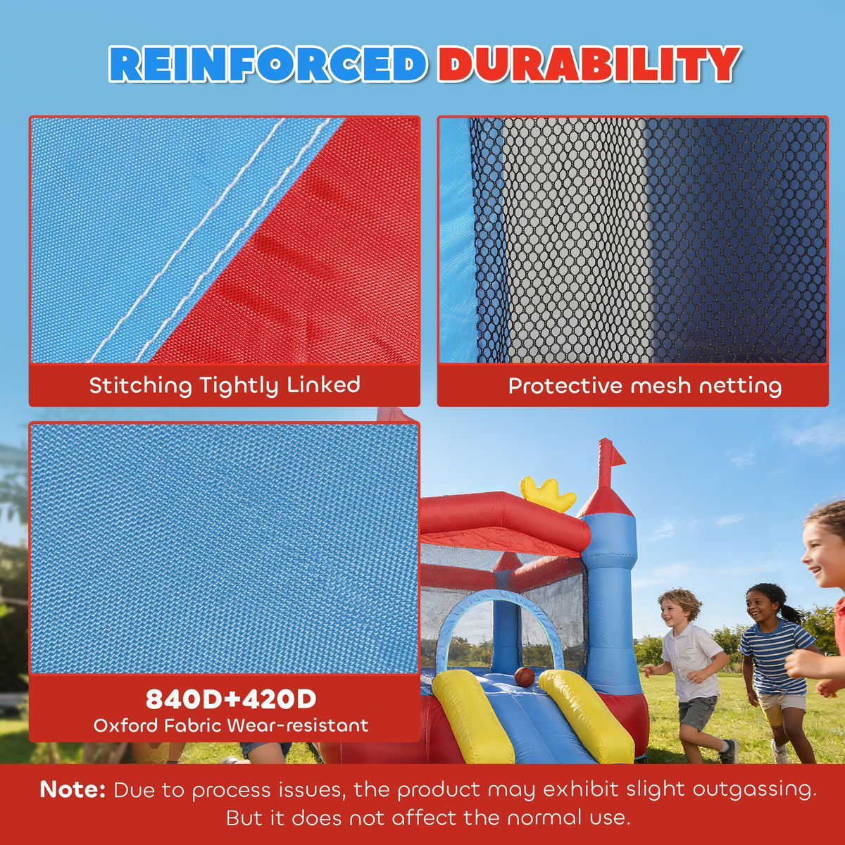 Qaba Bouncy Castle for Kids, Inflatable Bounce House with Slide, Pool/Ball Pit, Basketball Hoop and Blower for Indoor Outdoor
