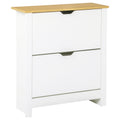 Shoe Storage Cabinet with 2 Flip Drawers and Adjustable Shelves for 6-12 Pairs of Shoes, White