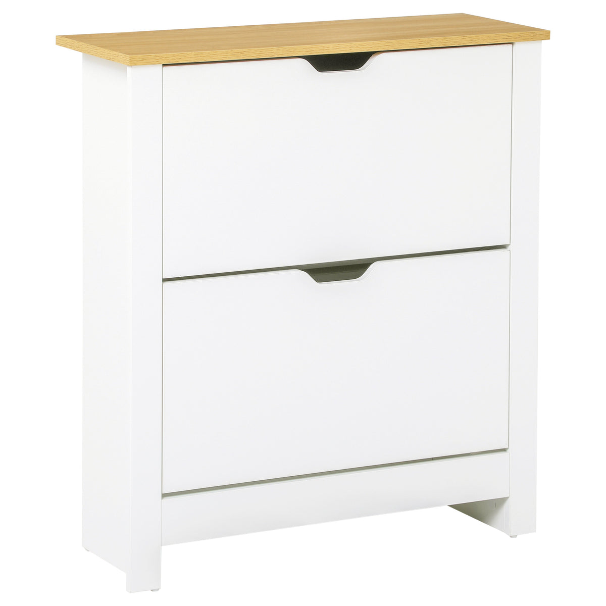 Shoe Storage Cabinet with 2 Flip Drawers and Adjustable Shelves for 6-12 Pairs of Shoes, White