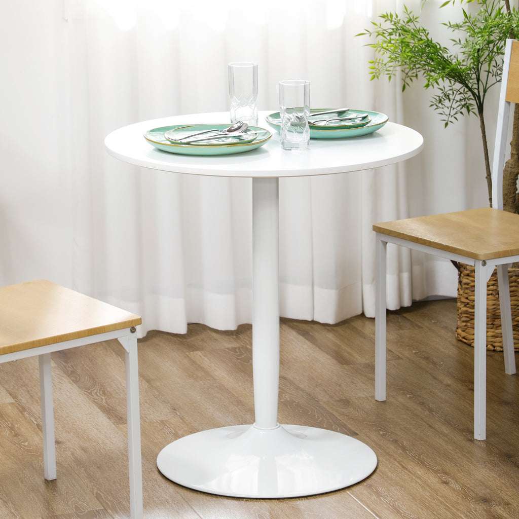 Modern Kitchen Table for 2 People, Round Dining Table with Steel Base for Living Room, Dining Room, Black