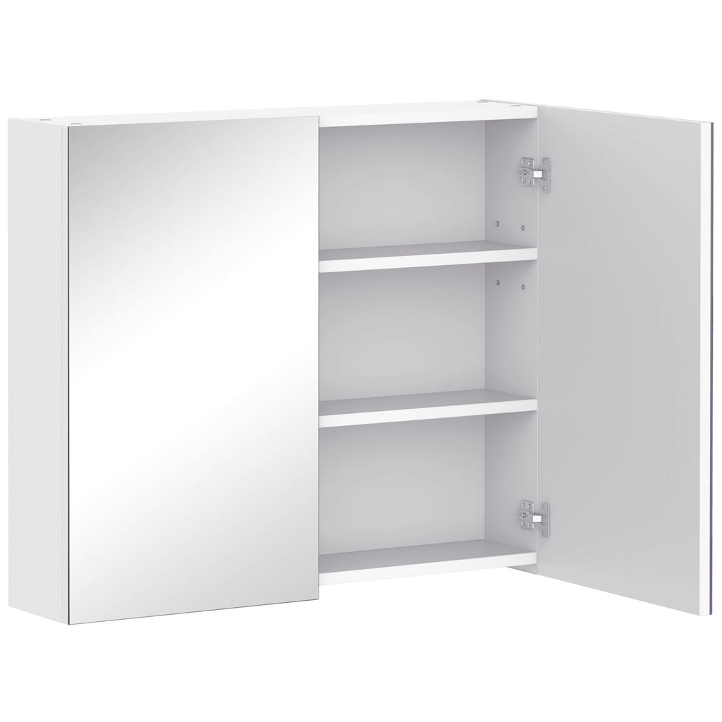 Wall Mount Mirrored Medicine Cabinet, Bathroom Mirror Cabinet with Adjustable Shelf, Double Soft Closing Doors, Light Lilac