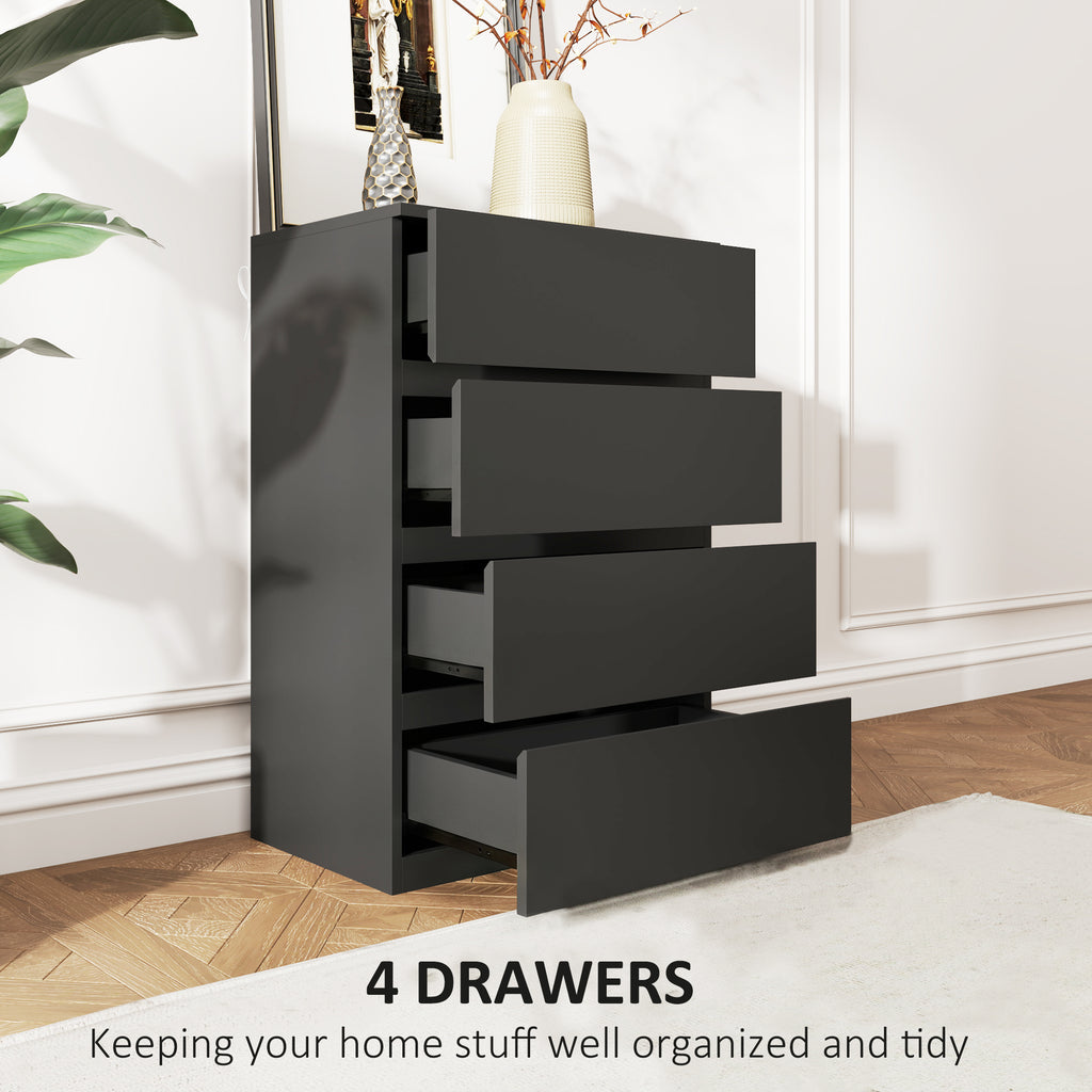 4 Drawer Chest Storage Cupboard Freestanding Drawer Unit, Black