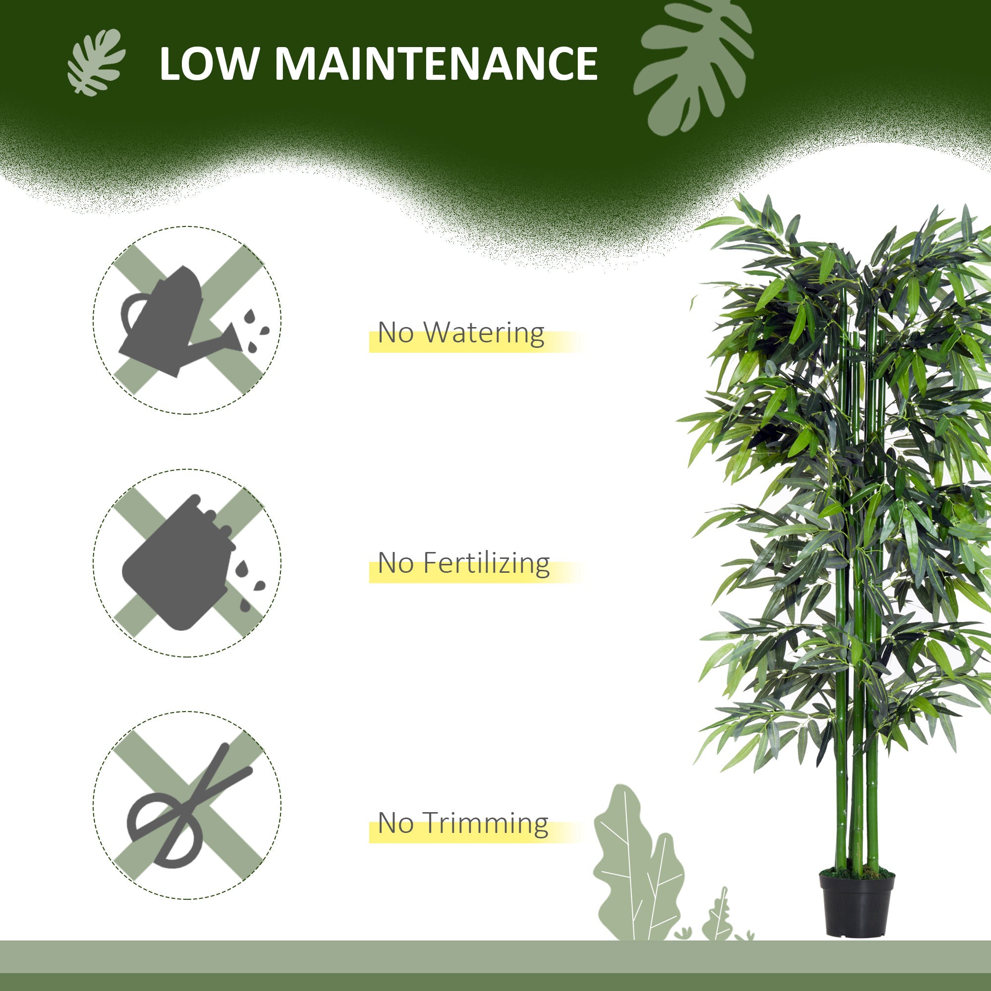 6FT Artificial Bamboo Tree Fake Decorative Plant with Nursery Pot for Indoor Décor