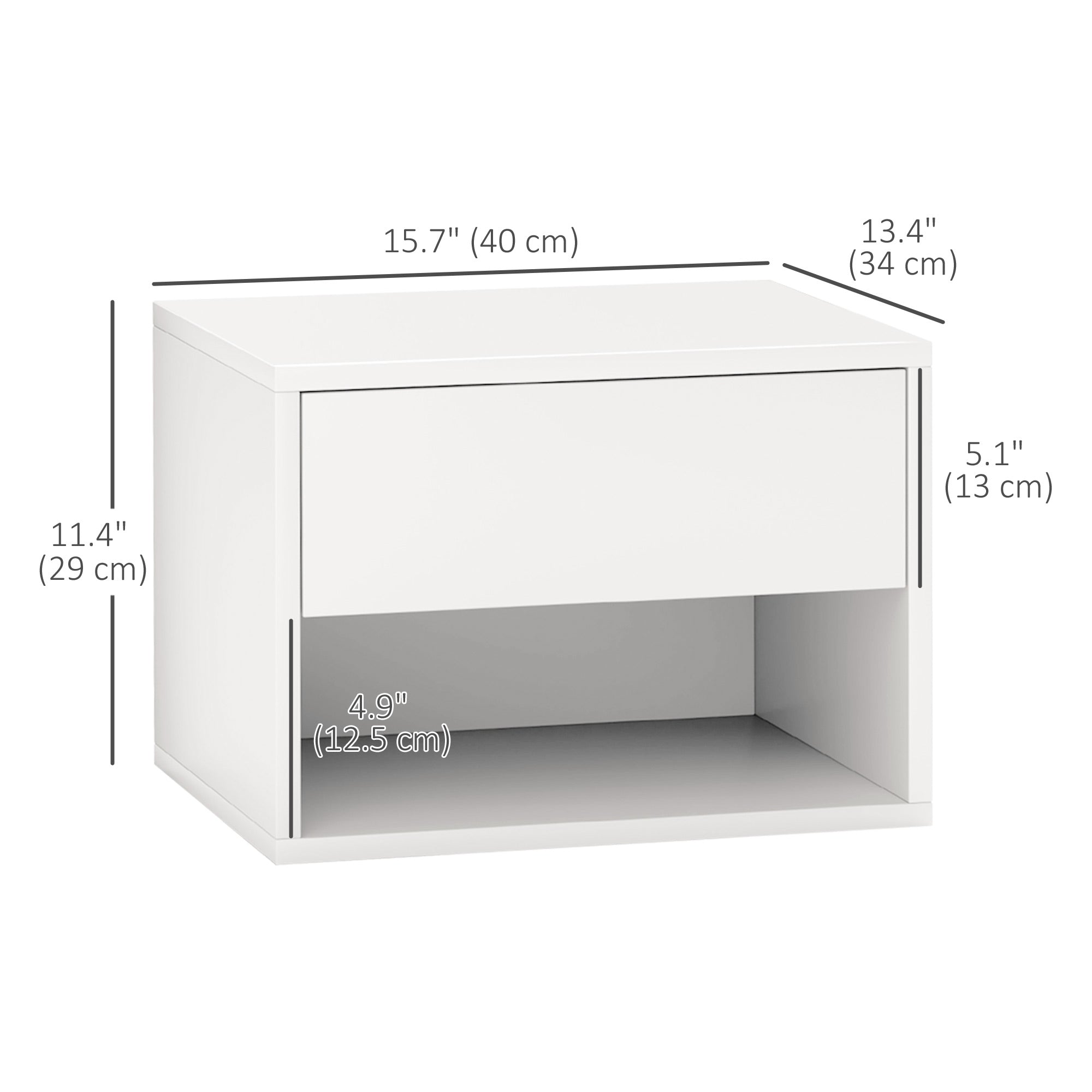 Floating Nightstand Set of 2, Wall Mounted Bedside Table with Drawer for Bedroom, White