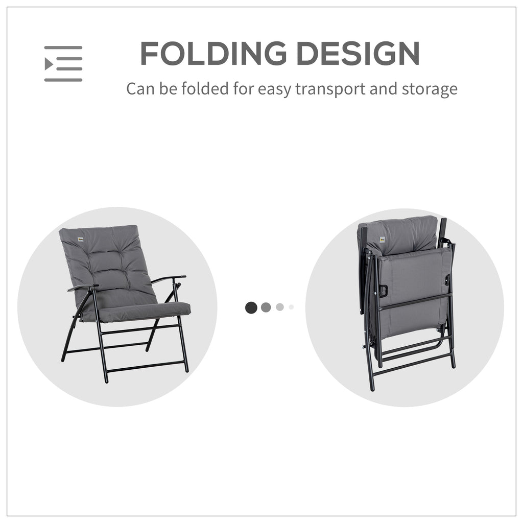 Foldable Lounge Chair, Fabric Upholstered Recliner, Outdoor Lounger with Armrest, Metal Frame for Backyard, Blue