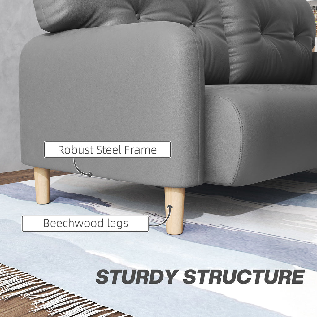 58" 2 Seat Sofa, Modern Love Seats Furniture, Upholstered 2 Seater Couch, Solid Wood Frame, Grey