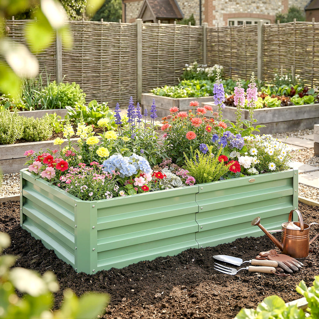 Galvanized Raised Garden Bed, Outdoor Planter Box for Vegetables, Flowers, Herbs, 4' x 2' x 1', Light Grey