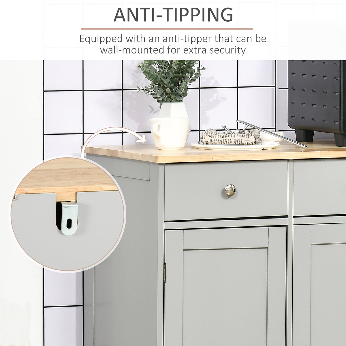 Modern Sideboard, Buffet Cabinet with Storage Cabinets, Drawers and Adjustable Shelves for Living Room, White